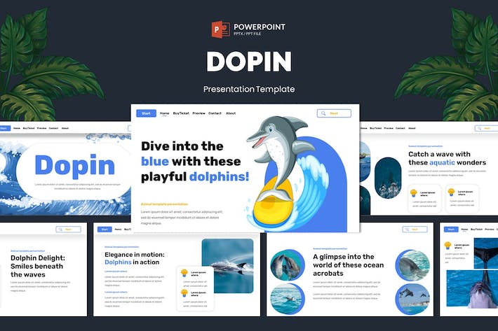 海豚动物展览科普宣传PPT模板 - PPT派 海豚动物展览科普宣传PPT模板 - PPT派