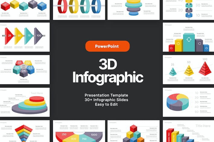 3D立体信息图表数据可视化PPT模板 - PPT派 3D立体信息图表数据可视化PPT模板 - PPT派