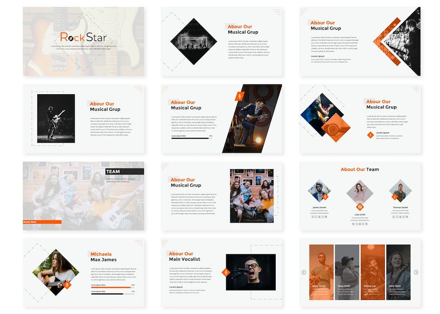 摇滚明星音乐推广Keynote模板 - PPT派