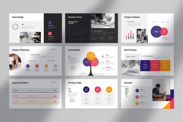 多彩项目提案方案设计PPT模板 - PPT派