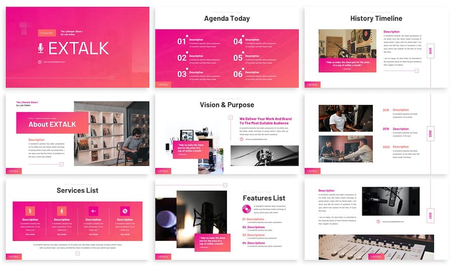 播客音频内容品牌推广Keynote模板 - PPT派