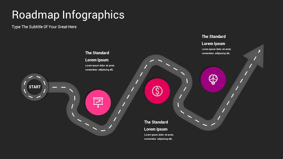 路线图示意图深色主题Keynote模板 - PPT派