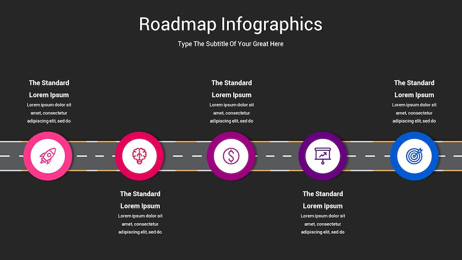 路线图示意图深色主题Keynote模板 - PPT派