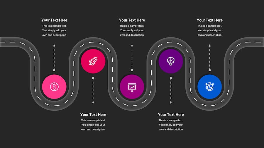 路线图示意图深色主题Keynote模板 - PPT派