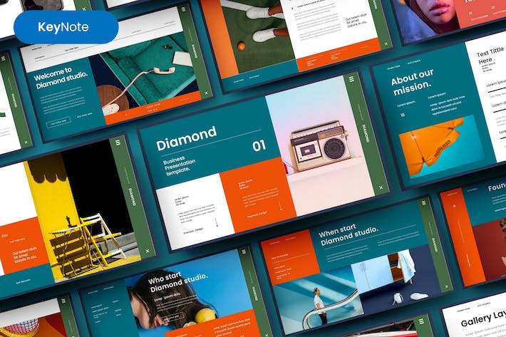 钻石几何图形商务企业营销方案展示Keynote模板 - PPT派