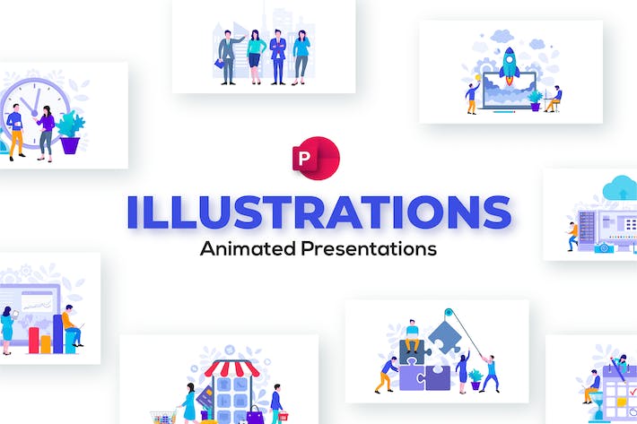 平面动画插画图表PPT模板 - PPT派