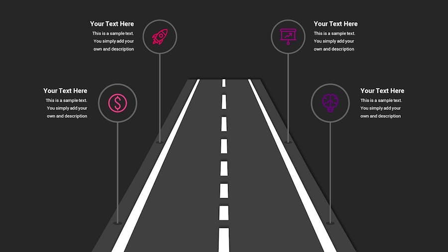 路线图示意图深色主题Keynote模板 - PPT派