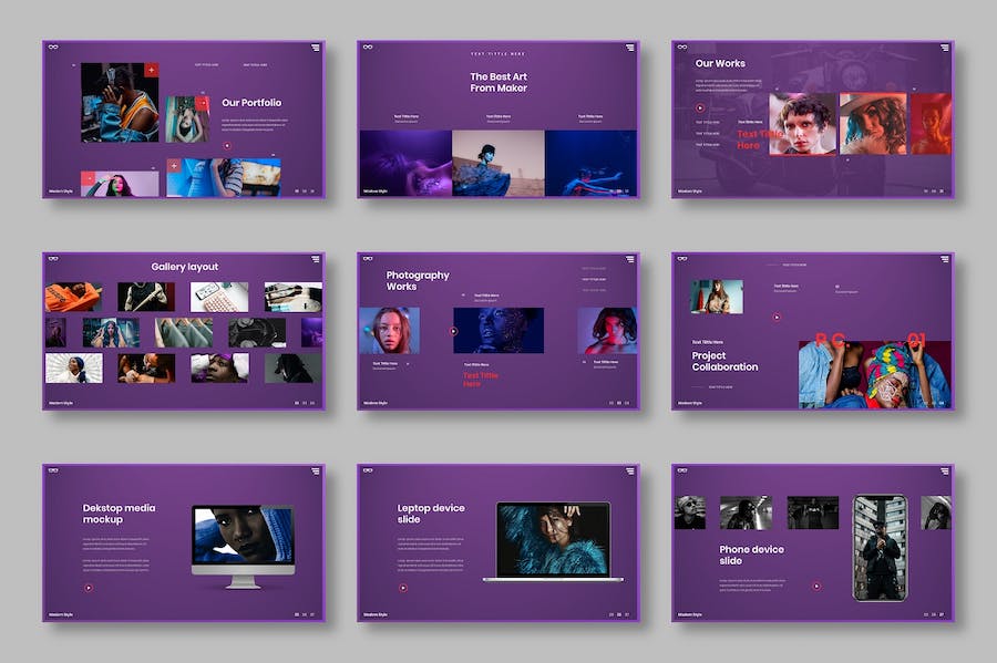 创意视觉设计商务项目展示PPT模板 - PPT派