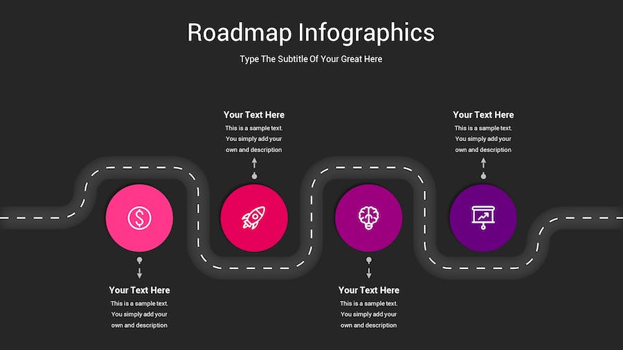 路线图示意图深色主题Keynote模板 - PPT派