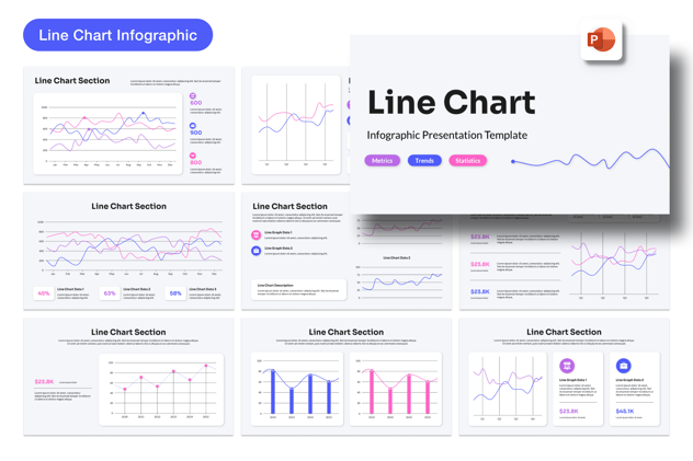 折线图数据趋势展示PPT模板 - PPT派