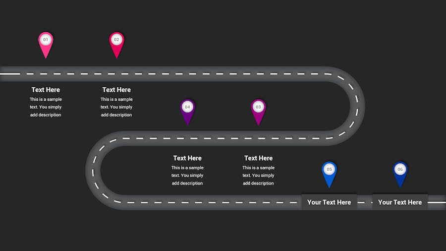 路线图示意图深色主题Keynote模板 - PPT派