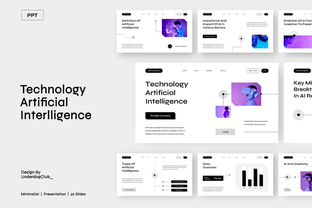 人工智能技术创新发展演讲PPT模板 - PPT派