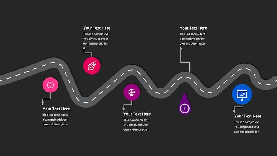 路线图示意图深色主题Keynote模板 - PPT派