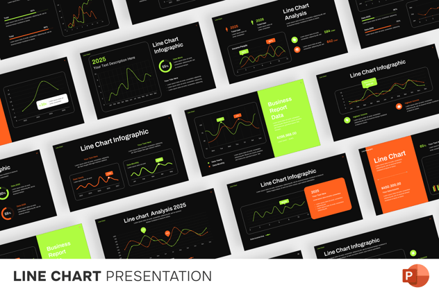 折线图数据趋势分析PPT模板 - PPT派