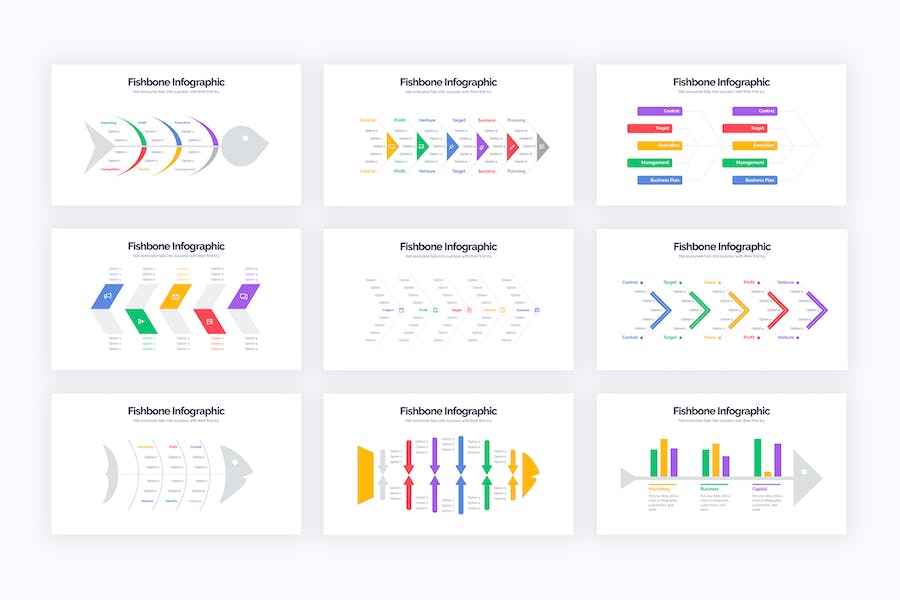 商业鱼骨图问题分析信息图PPT模板 - PPT派