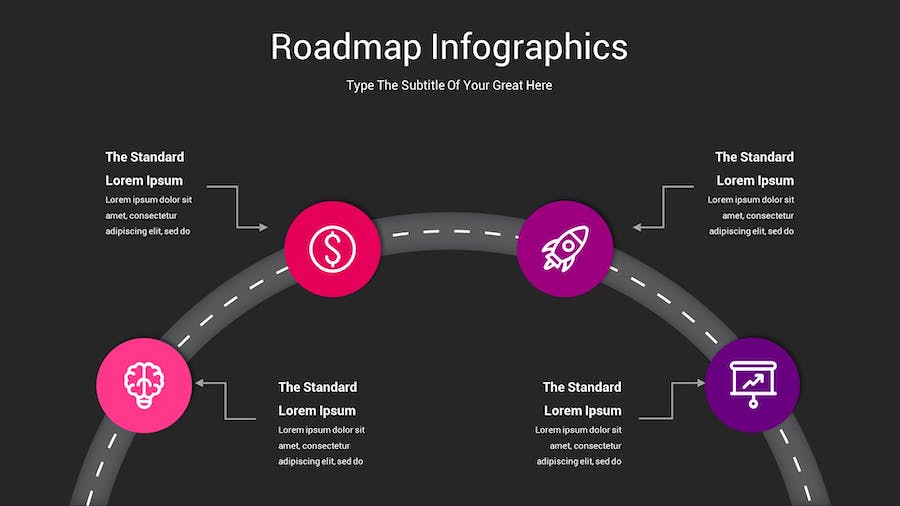 路线图示意图深色主题Keynote模板 - PPT派
