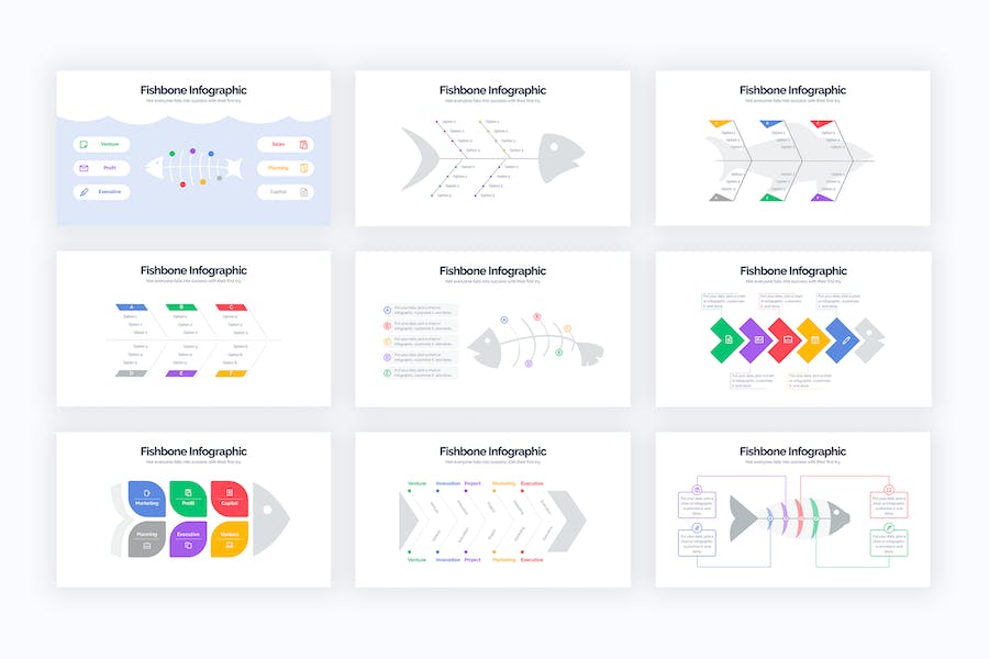 商业鱼骨图问题分析信息图PPT模板 - PPT派