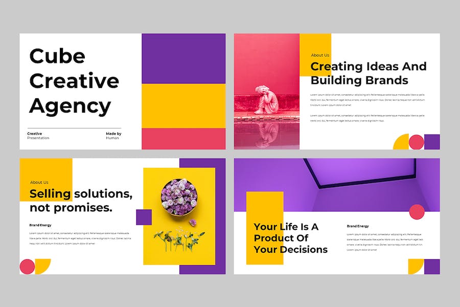 立方体创意几何设计作品展示Keynote模板 - PPT派