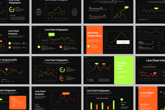折线图数据趋势分析PPT模板 - PPT派