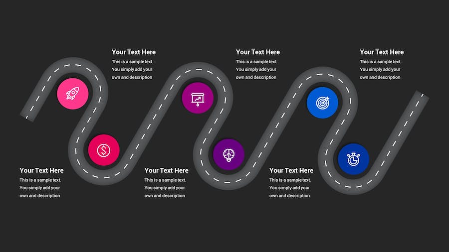 路线图示意图深色主题Keynote模板 - PPT派