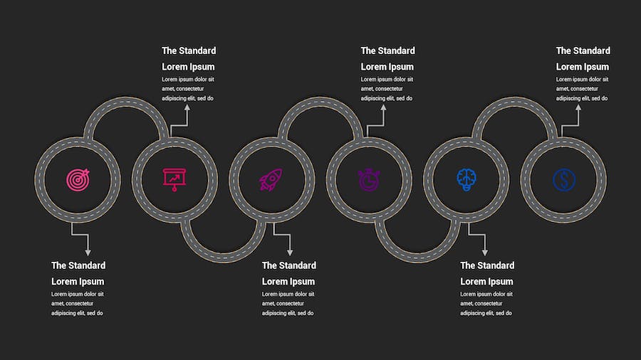 路线图示意图深色主题Keynote模板 - PPT派