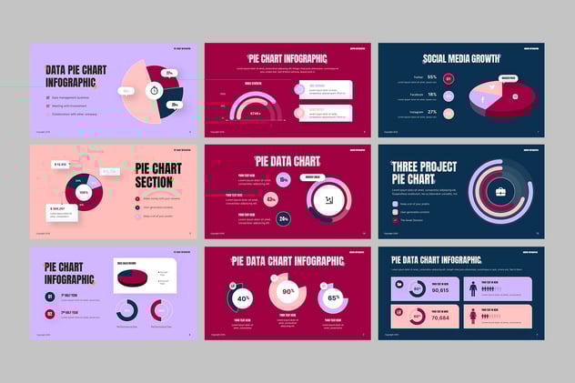 饼图数据分析展示PPT模板 - PPT派