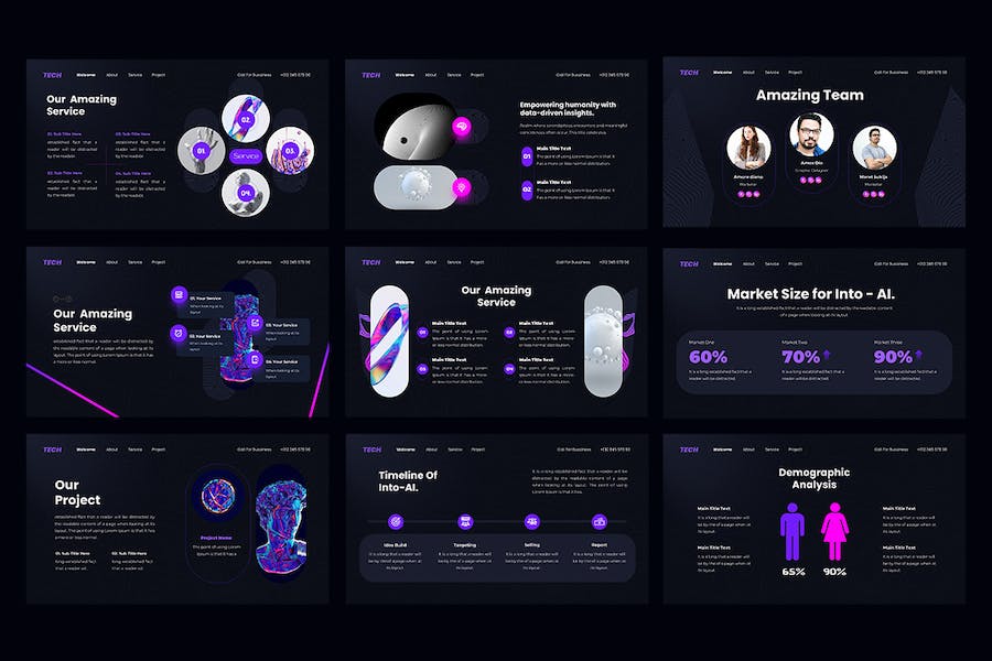 人工智能技术应用讲述展示方案演讲PPT模板 - PPT派