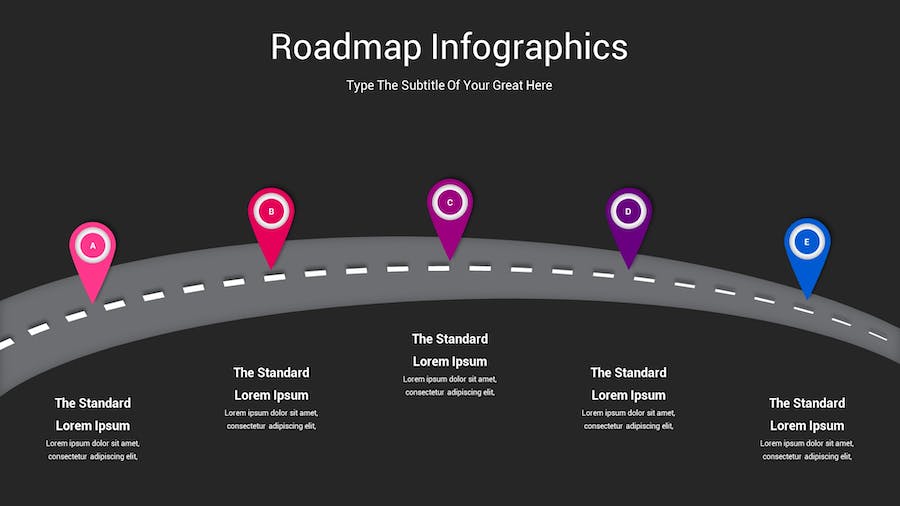 路线图示意图深色主题Keynote模板 - PPT派