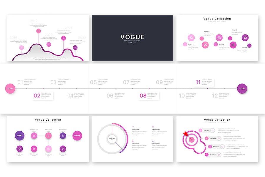 时尚杂志风格数据信息图形Keynote模板 - PPT派