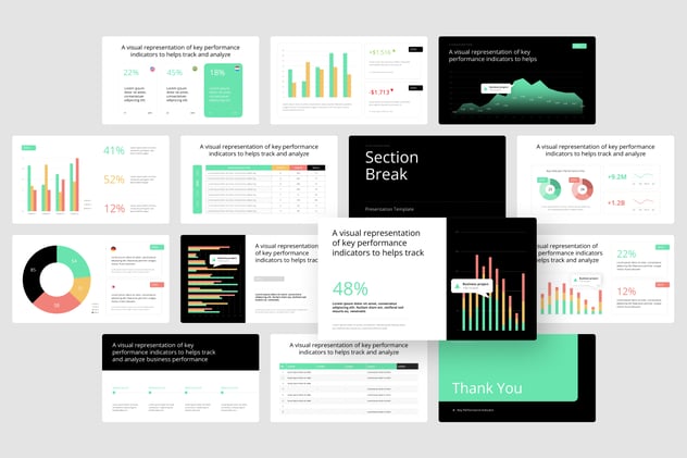 KPI关键指标数据看板Keynote模板 - PPT派