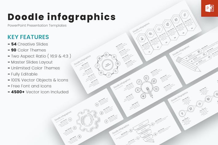 涂鸦信息图形图表讲述展示数据分析PPT模板 - PPT派