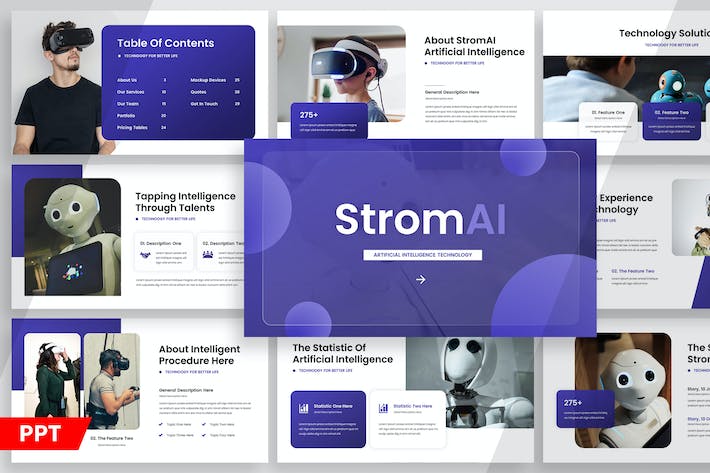 人工智能创意设计展示PPT模板 - PPT派