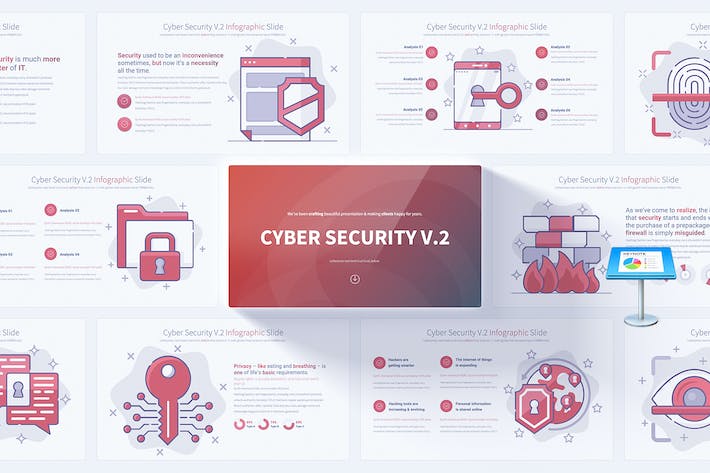 网络安全概念插画icon图形图表keynote模板 - PPT派