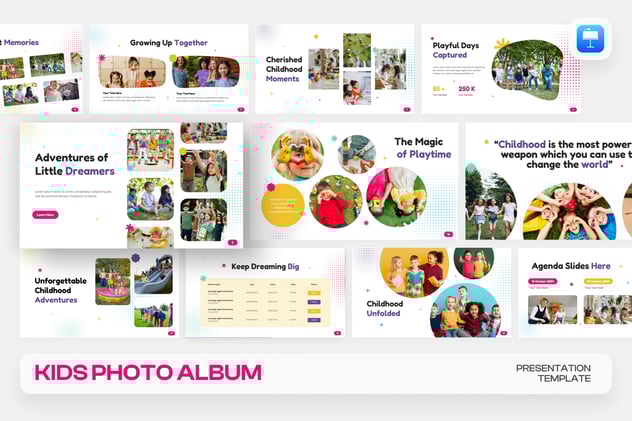 儿童成长记录亲子互动Keynote模板 - PPT派