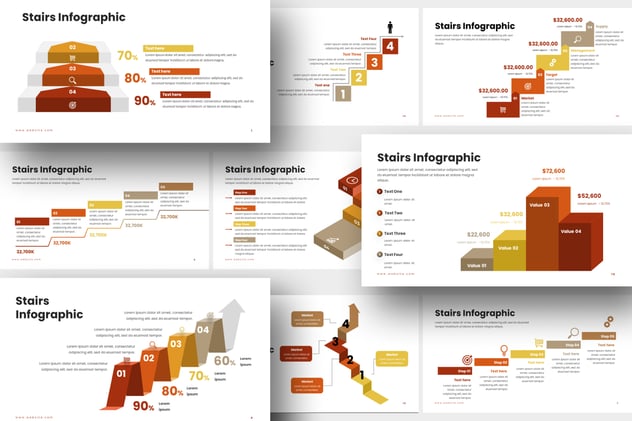 递进阶梯流程图形展示Keynote模板 - PPT派