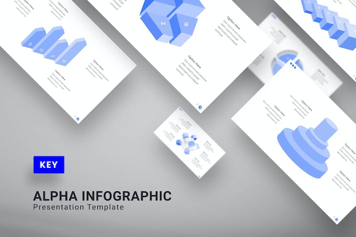 淡蓝色阶梯方块金字塔图形keynote模板 - PPT派