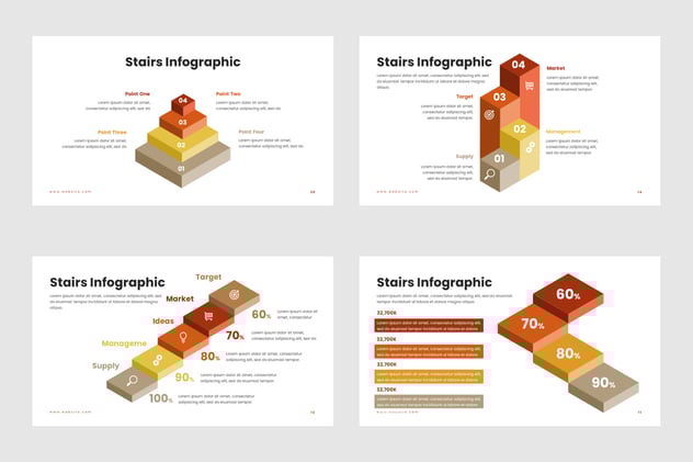 递进阶梯流程图形展示Keynote模板 - PPT派
