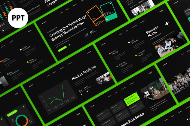 黑绿现代商业计划融资路演讲述展示PPT模板 - PPT派