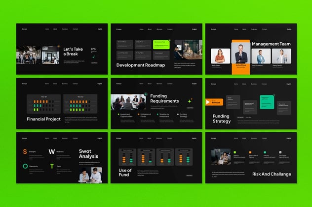 黑绿现代商业计划融资路演讲述展示PPT模板 - PPT派