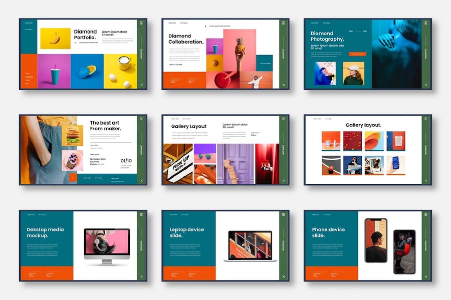 钻石几何图形商务企业营销方案展示Keynote模板 - PPT派