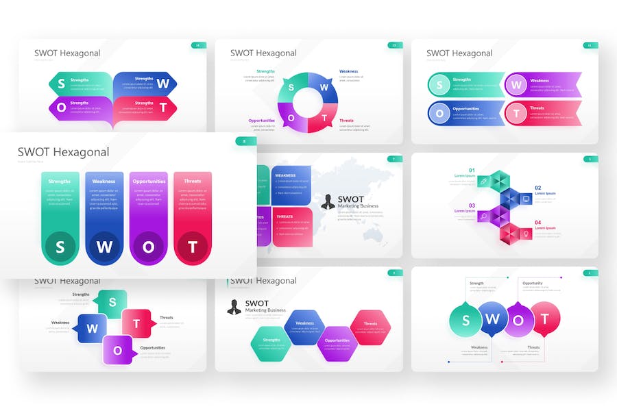 SWOT-信息图表-渐变-PowerPoint-模板 - PPT派