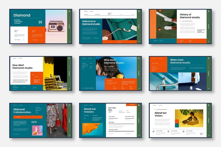 钻石几何图形商务企业营销方案展示Keynote模板 - PPT派