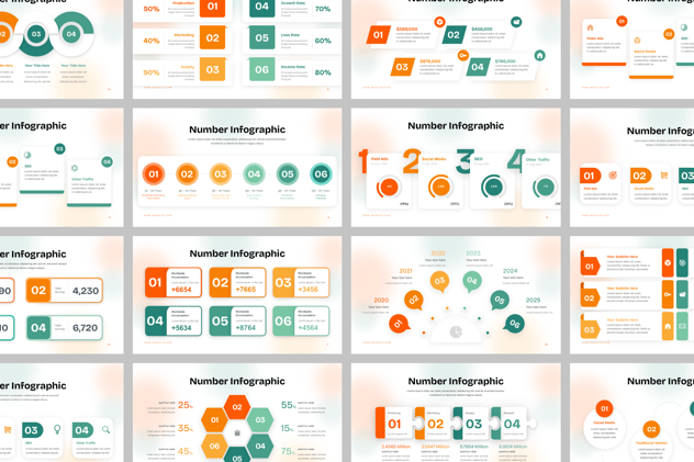 数字统计数据信息图形PPT模板 - PPT派