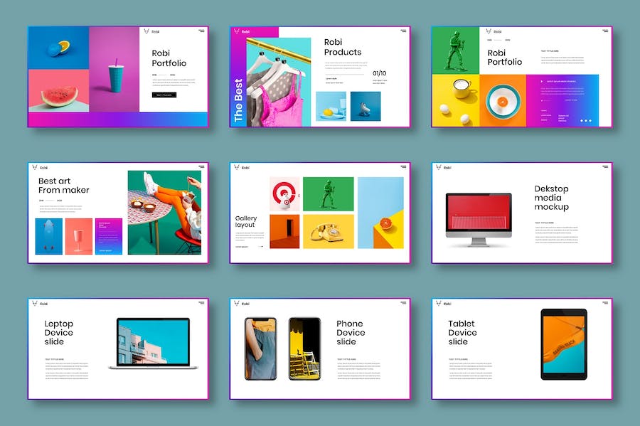 紫粉色渐变商务Keynote模板 - PPT派