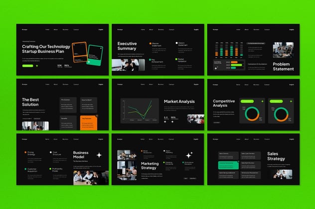 黑绿现代商业计划融资路演讲述展示PPT模板 - PPT派