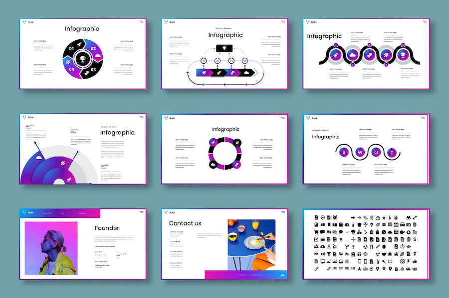 紫粉色渐变商务Keynote模板 - PPT派