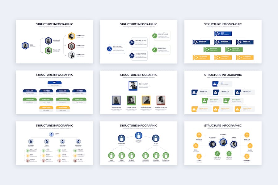 商业组织结构层级信息图形PPT模板 - PPT派