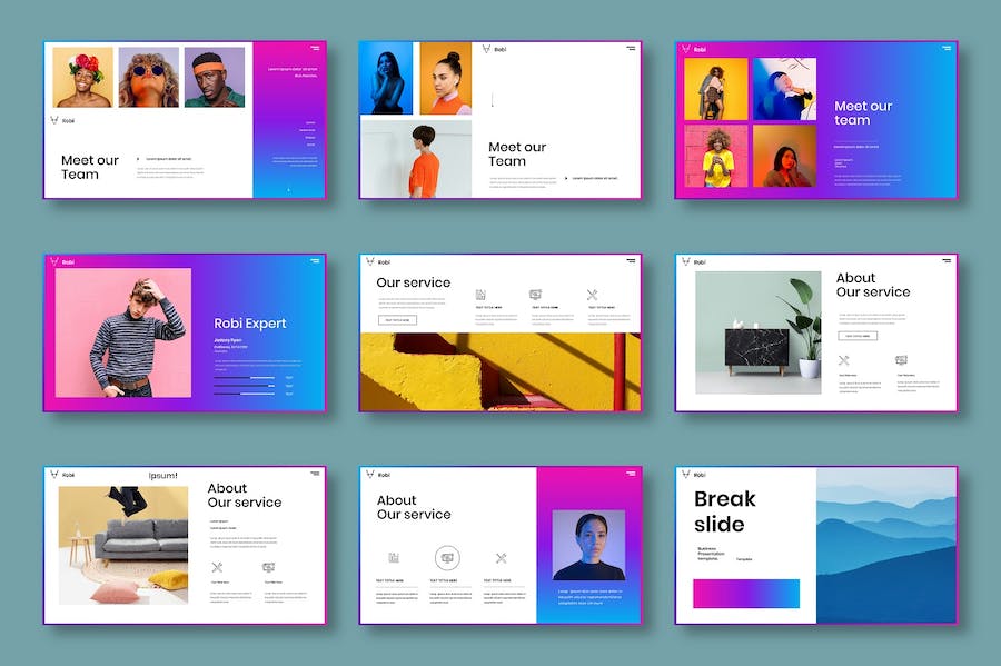 紫粉色渐变商务Keynote模板 - PPT派