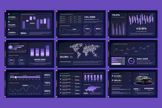 数据仪表板监控系统PPT模板 - PPT派