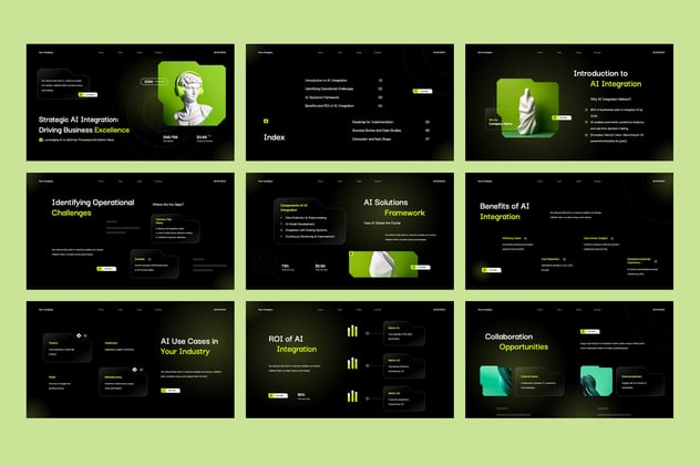 交互式黑暗人工智能集成策略数字化PPT模板 - PPT派